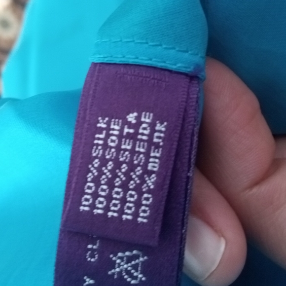 Ralph Lauren purple label women's blouse 100% silk size 6 turquoise color - Picture 14 of 17